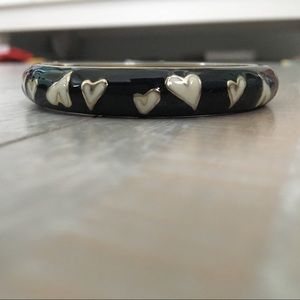 Betsy Johnson black with white heart bracelet